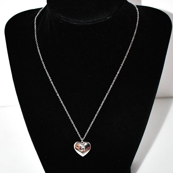 COACH Signature Heart Short Pendant Necklace in Silver #517774RHO030 NWT - Picture 1 of 5